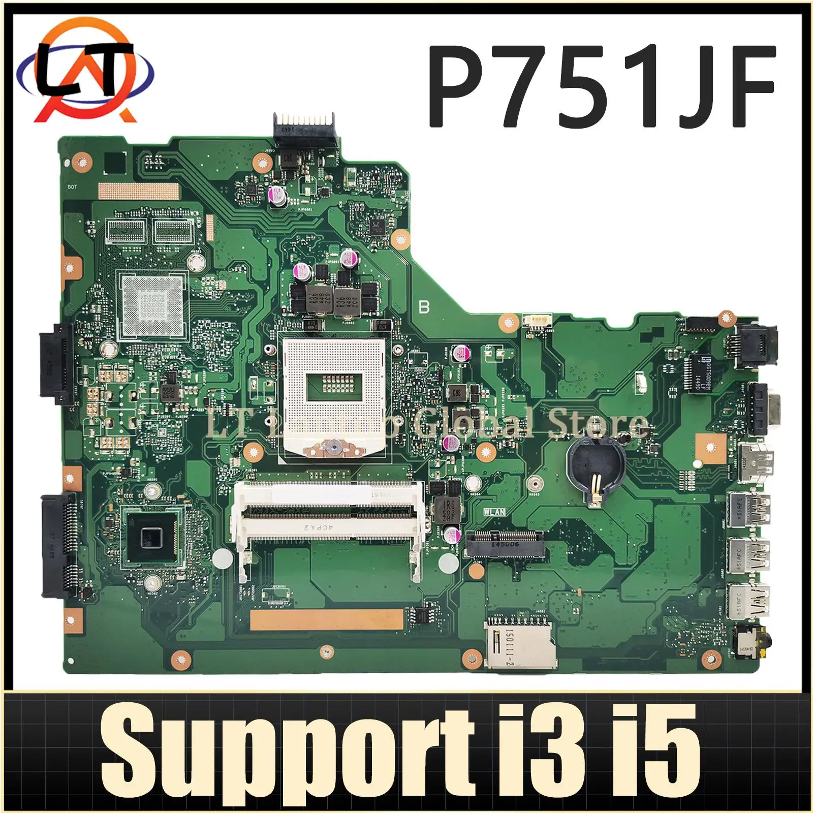 Motherboard P751J untuk ASUS PRO ESSENTIAL P751JF P751JA Laptop Mainboard mendukung i3 i5 REV:2.0 UMA