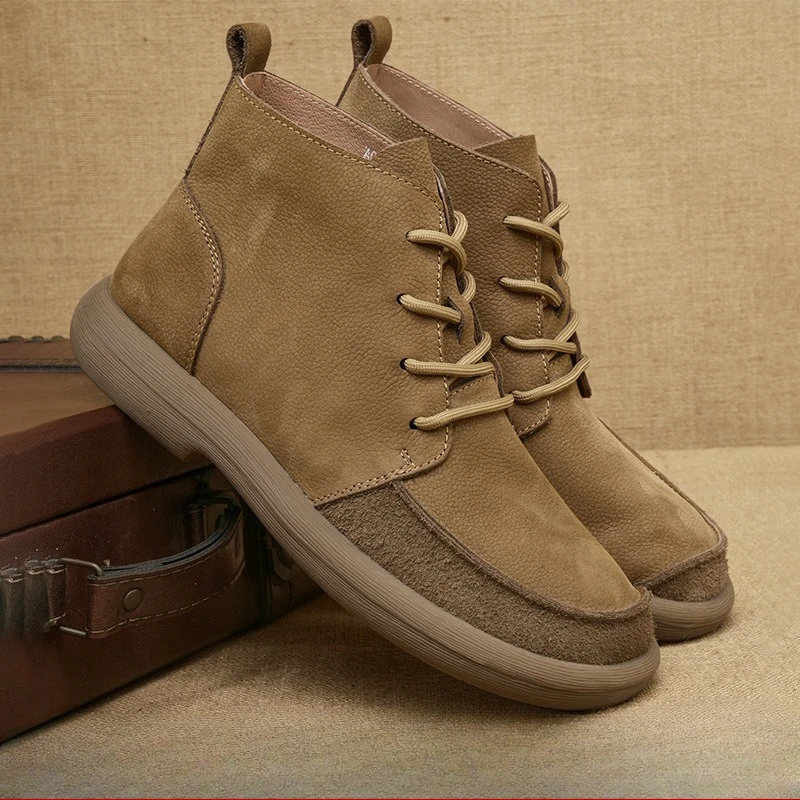 

Retro First-layer Cowhide Autumn and Winter New Trend Boots, British-style Fashionable High-top Shoes, Outdoor Men's Shoes