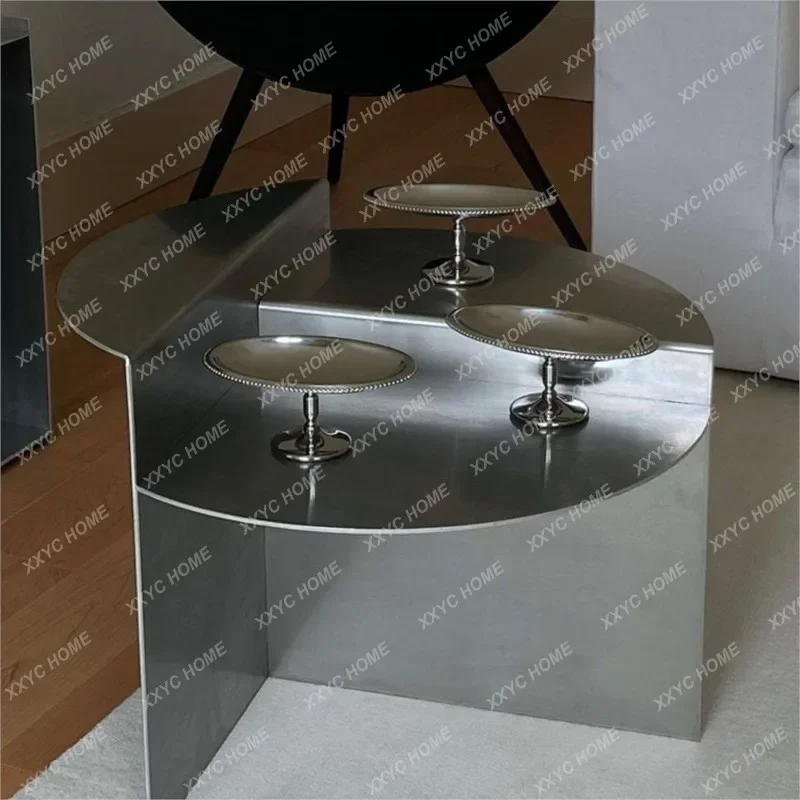 MOMO Stainless Steel Coffee Table Wabi-sabi Style Round Metal Coffee Table Korean Netflix Designer Models Side Table