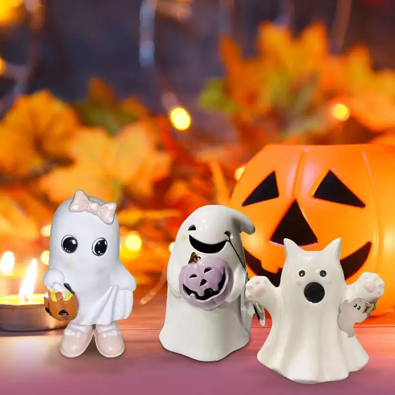 Ghost ornaments Halloween Middle Finger Ghost Decoration Halloween Ghost Figurines Statue Artistic Sense Table Desktop decor