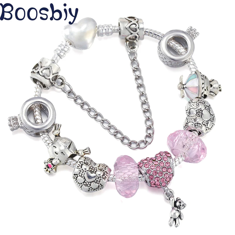 Valentine's Day Heart Love Together Forever Charms Bracelet W/ Pendant Fit Jewelry Gift Bracelet Making  For Women Lover Couple 