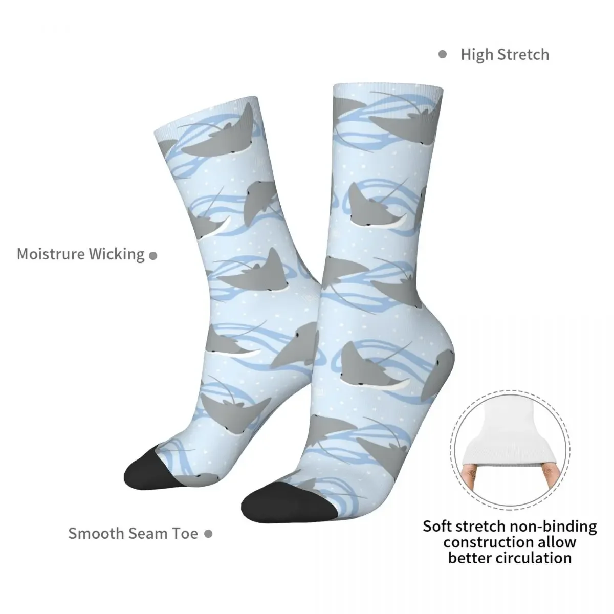 Stingrays - Cownose Ray - Sticker Pack Socks Harajuku Super Soft Stockings All Season Long Socks Accessories for Unisex Gifts