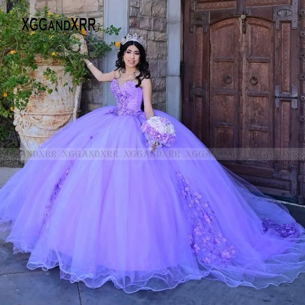 Vestido De baile elegante para quinceañera, corazón con escote vestido plisado y flores para fiesta De cumpleaños, novedad De 2022 para desfile De 15 Años