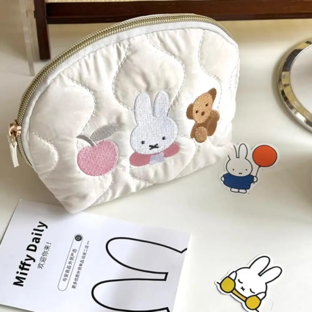 

Miffy Makeup Bag for Girls Portable Large Capacity Embroidered Cartoon Storage Bag for Couples Students Travel Zipper Toilet Bag