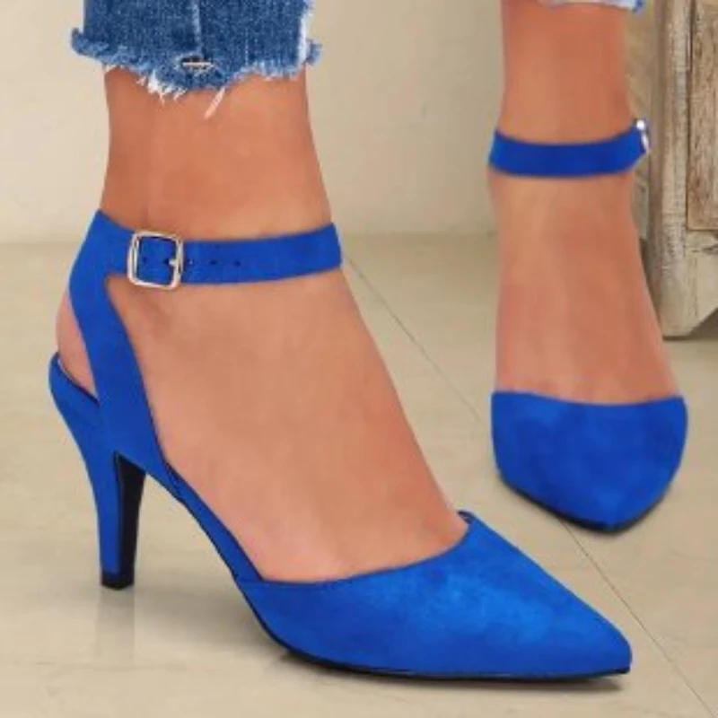 2024 New Shoes Green Blue Women Pumps Fashion Women Office Shoes Sexy High Heels Silk Stiletto Heels Women Sandals Plus Size 43