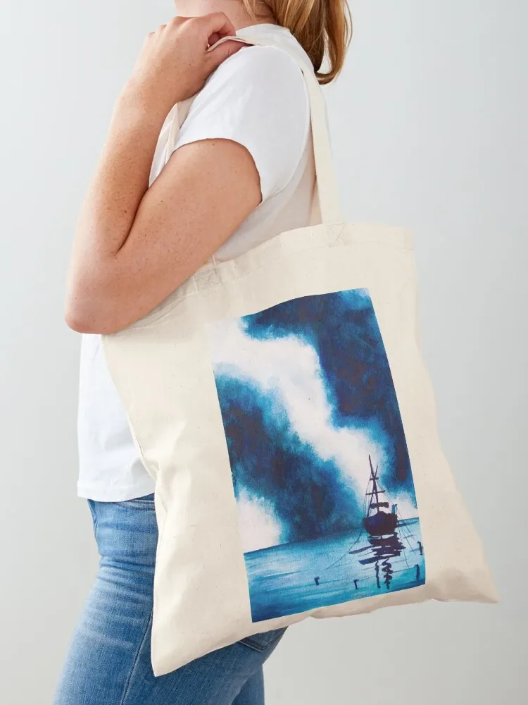 Boat on Stormy Seas in Watercolour Tote Bag large tote bag Lady bag reusable grocery bags Lady bags