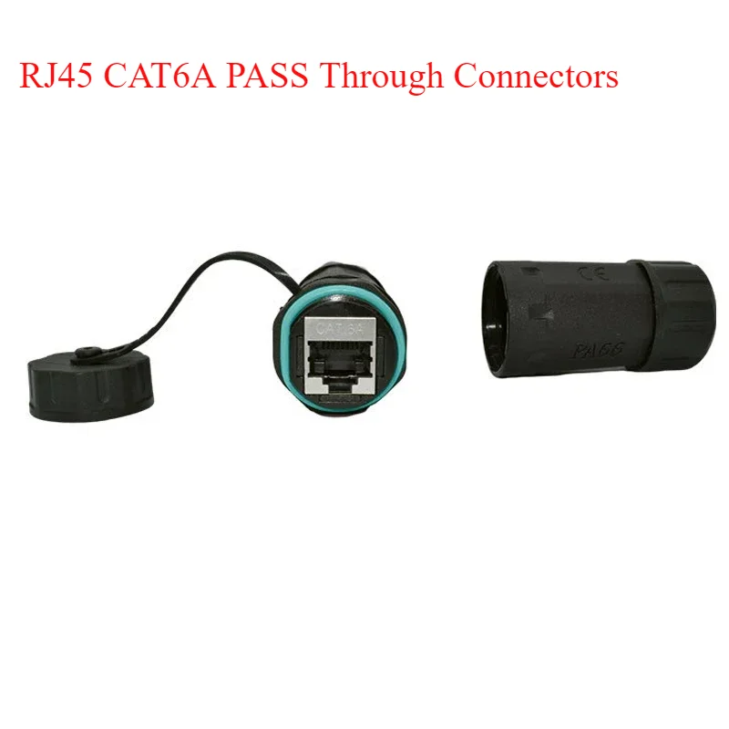 IP68 Waterproof RJ45 Cat6A Pass Through Connectors Cat5/Cat6 Network Cable Plug Outdoor Dustproof rj45 Wire Extension Joint