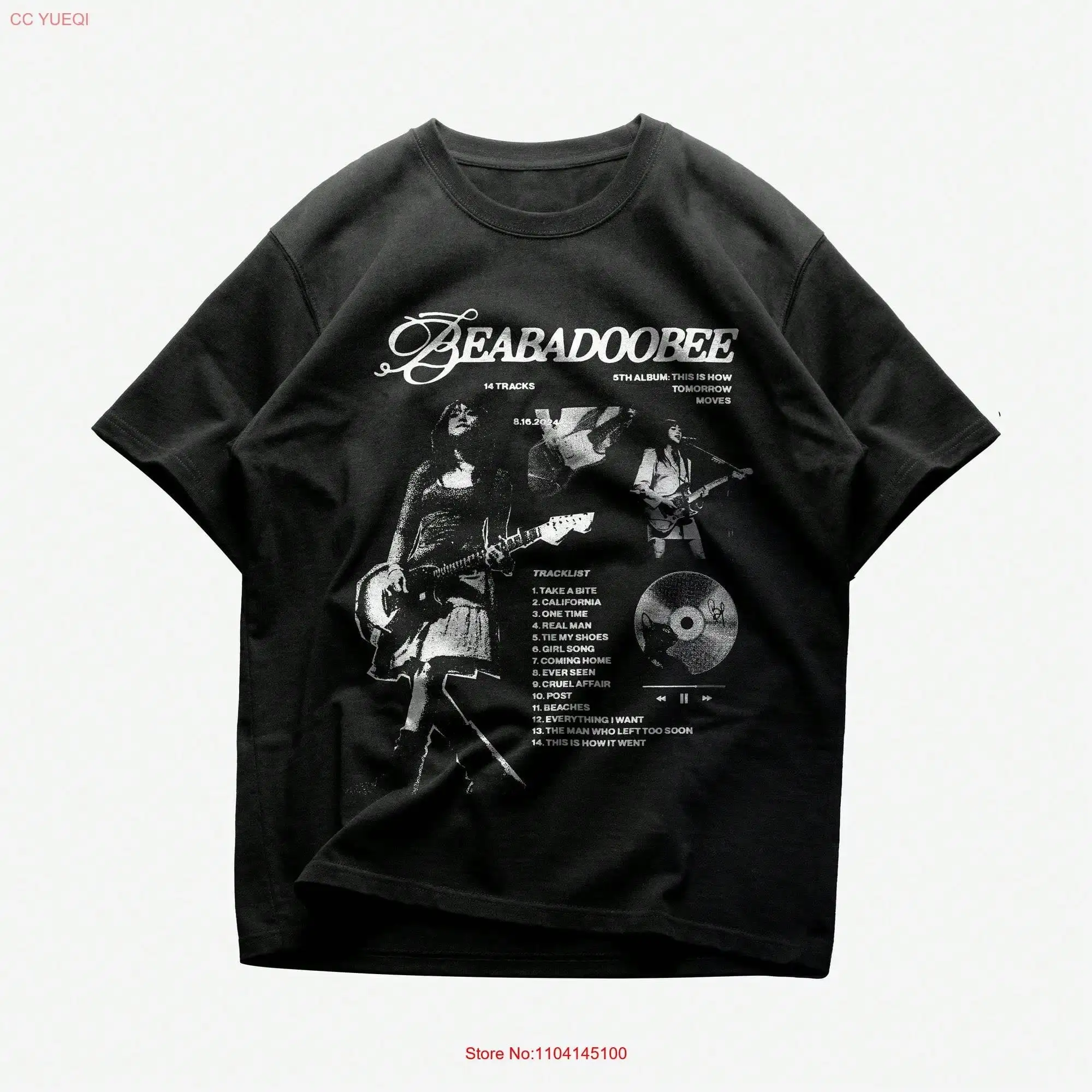 

Vintage Music Band Graphic Tee - Black Cotton Loose Fit Short Sleeve T-Shirt