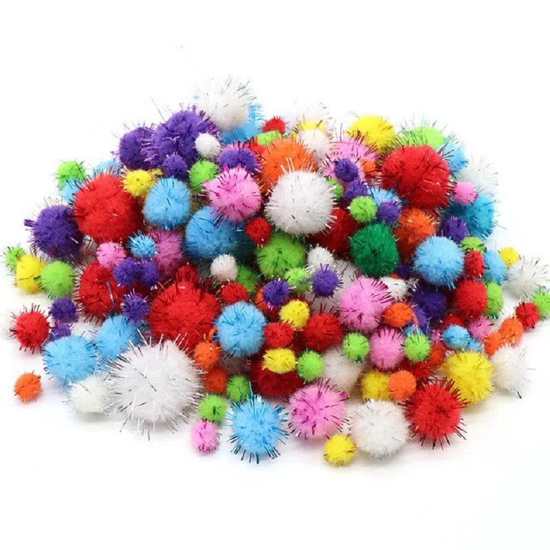 Glitter Pompom Ball Mix Colors High Elastic Soft Pom Pom Kid Handmade Material Kindergarten Christmas DIY Craft Decor Bags Toys