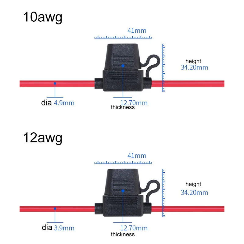 Auto Car Blade Inline Types Fuse Waterproof Hrproof Holder Case Motor Tap Blow Blo 16/14/12/10AWG Wire Cutoff Switch Socket