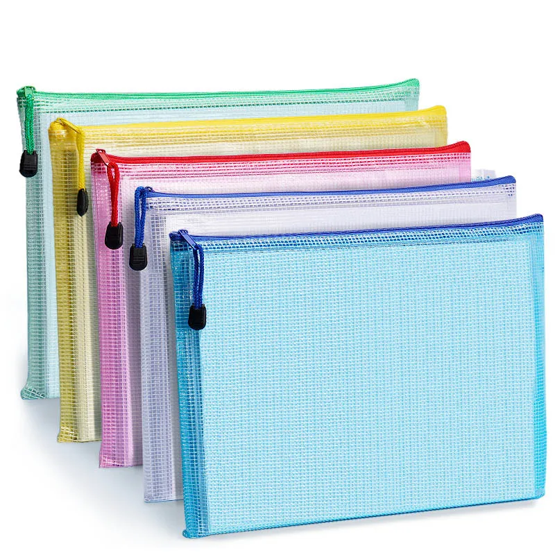 Przezroczysta torba na dokumenty z siatki z zamkiem błyskawicznym, format A4, wodoodporna, o dużej pojemności, idealna na egzaminy dla studentów.