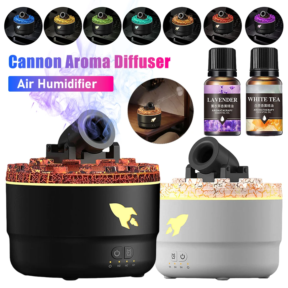 Volcanic Crack Light Cannons Humidifier Essential Oil Diffuser Cannon Blast Aroma Humidifier Aromatherapy Diffuser for Bedroom