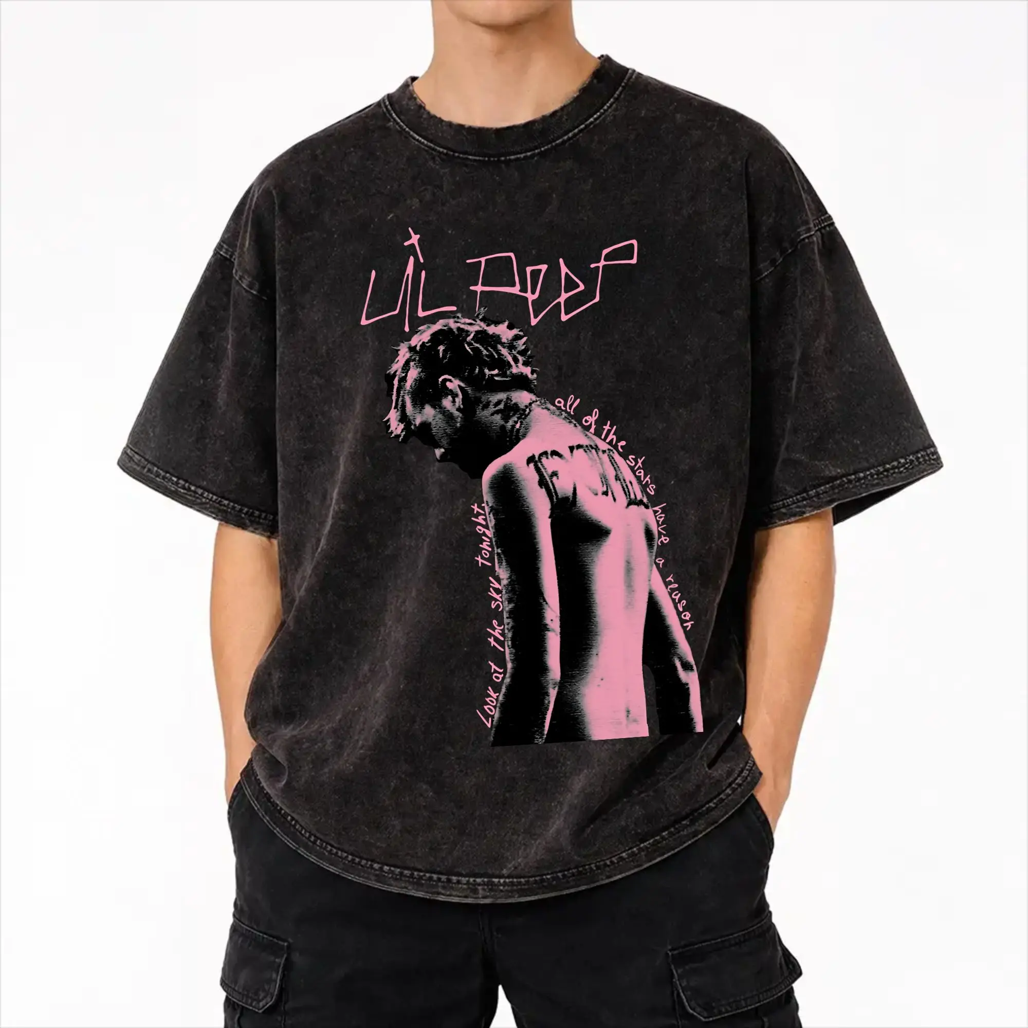 Lil Peep 30th Birthday Celebration Tour 2026 Outfit Washed T Shirt Men Women Streetwear Hip Hop T-Shirt Graphic  Tees