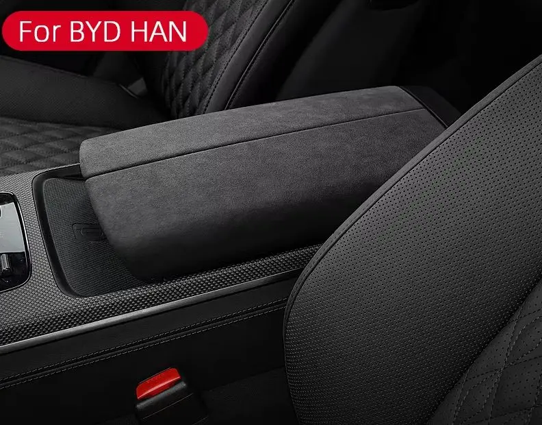 For BYD Han 2020 2021 2022 2023 2024 2025 Car Center Armrest Box Lid Panel Protective Cover Shell Suede Interior Overlay Layer