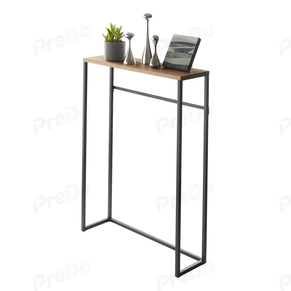 

Wooden Top Iron Metal Console Table with Multi-Functional Design Multilayer Display Storage for Living Room or Entrance Corner