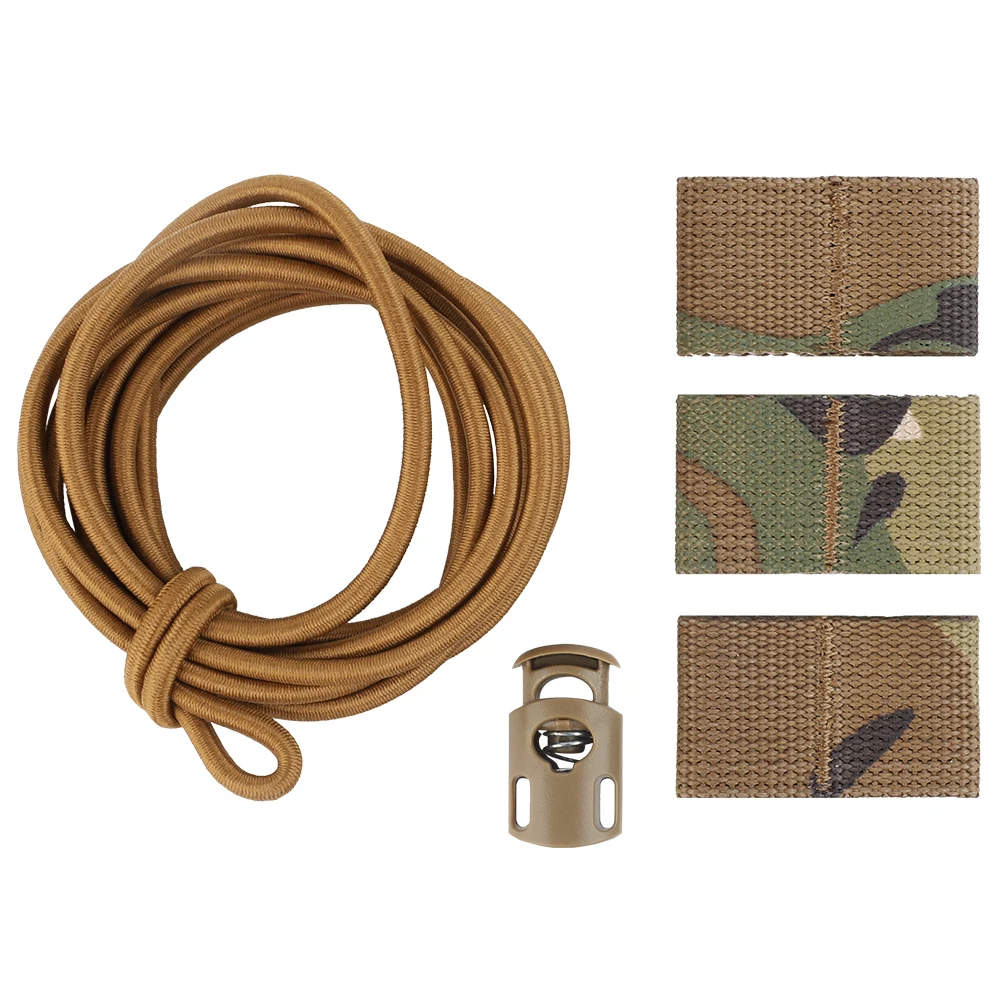 1set Tactical Flag Bungee Elastic Clips Strap Shock Cord Retention Molle Webbing Loop Cord Lock Secure Attachment Hunting Gear