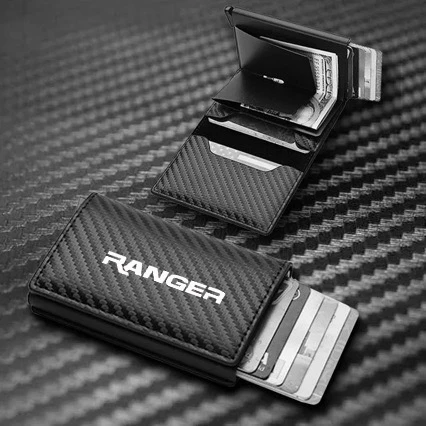 Anti Thief Rfid Credit Card Carbon Fiber Leather Men Wallet Gifts For Ford Ranger Raptor Wildtrak 2023 T6 XLT T7 T8 XLS 4X4 2019