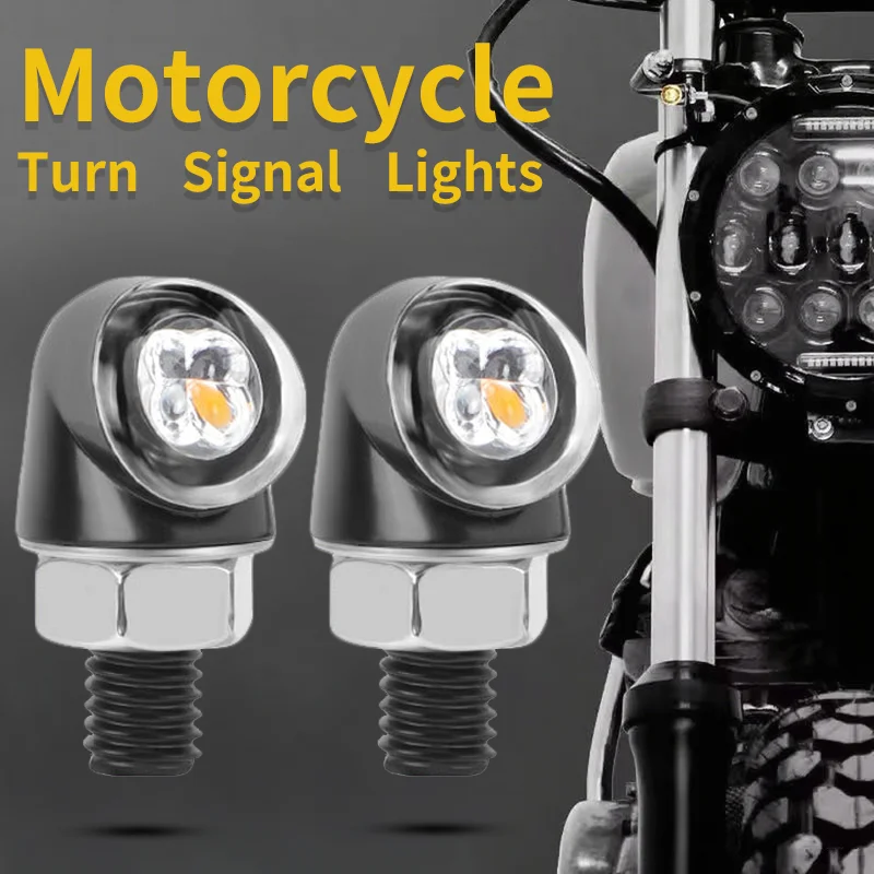 8mm Mini Motorcycle Retro LED Turn Signal Light Amber Side Marker Lamp Aluminium Indicator Front Rear Light Tail Brake Light