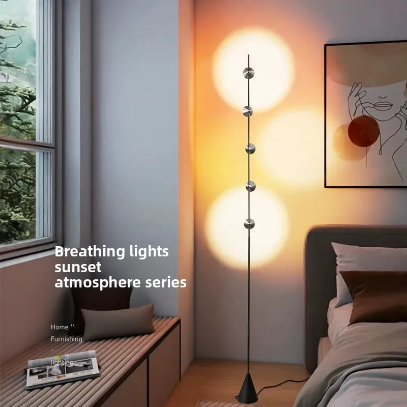 Modern Simple Light Luxury Vertical Floor Lamp Living Room Sofa Next To Bedroom Decoration Breathing Dream Sunset Color