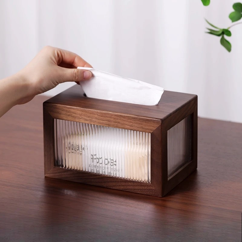 Shell Solid Wood Tissue Box Living Room Desktop Tissue Boxes Dining Room Napkin Storage Case Retro Home Decoration Ornaments