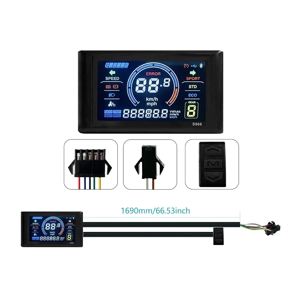 24-72V Scooter Display LCD Display With SM Plug/ Waterproof Plug Electric Bike S966 Colorful Display Control Panel Scooter Parts