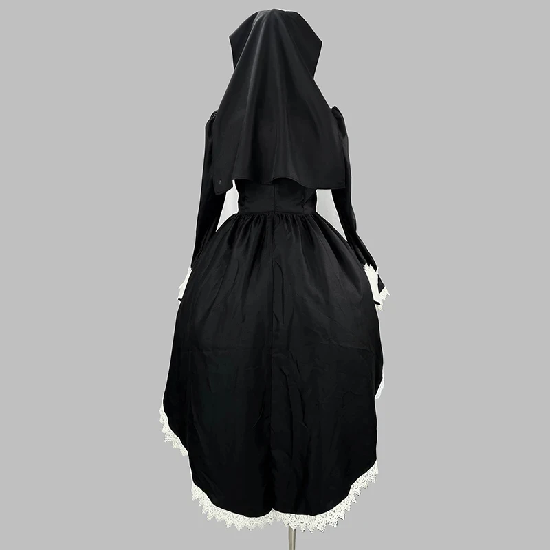 

S-5XL Sweet Girl Embroidered Cross Halloween Nun Costume Cosplay Performance Outfit Dark Style Subculture Women Dress Uniforms
