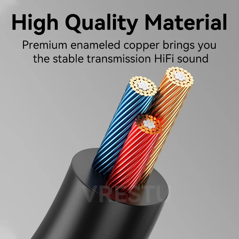 TypeC to 3.5mm Audio HiFi AUX Cable USBC to 3.5 Male Car Headphone Speaker for Xiaomi Huawei P50 Samsung Oneplus Google with Mic