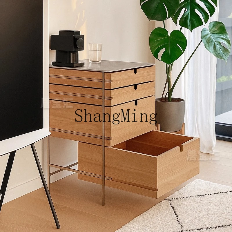 

ZYY medieval style dining side cabinet stainless steel solid wood multi-functional multi-minimalist storage cabinet
