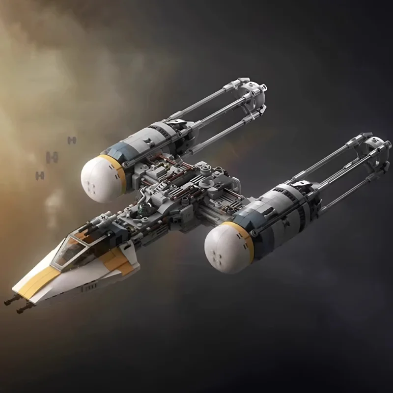 892 Piezas MOC Batalla Espacial UCS BTL-A4 Y-Wing Escuadrón Dorado Modelo Personalizado Tecnología de Rompecabezas DIY Juguetes Creativos de Ensamblaje Regalos