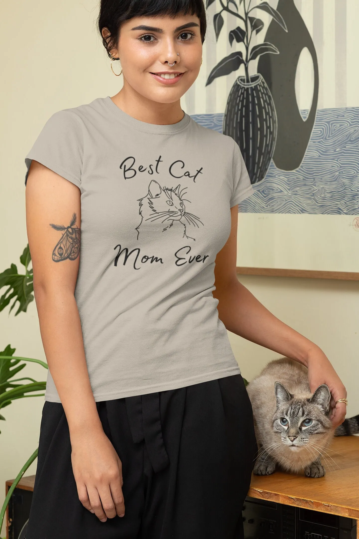 

Футболка Best Cat Mom Ever, забавный и стильный дизайн, праздничная кошачья любовь, идеально подходящая для горных мам, любителей домашних животных