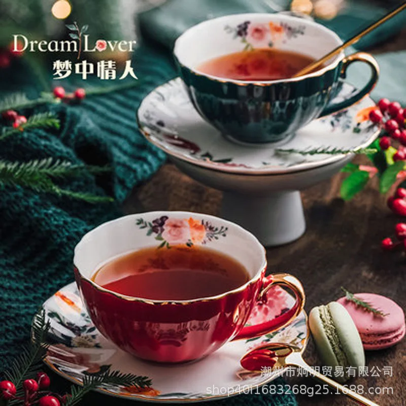 HT ceramic coffee cup set high value couple pair water cup bone china tea small luxury