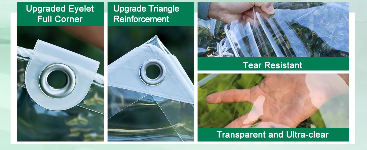 Wasserdichte Hochleistungsplane, Verbesserte Widerstandsfähigkeit PVC Transparente Plane Dicke 420 g/m², Winddichte Plane, Frostbeständig – Detail 7