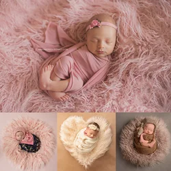 Don&Judy Newborn Baby Photography Flokati Rug Background Blanket Faux Fur Photo Shoot Studio Basket Mats Fotografia Accessories