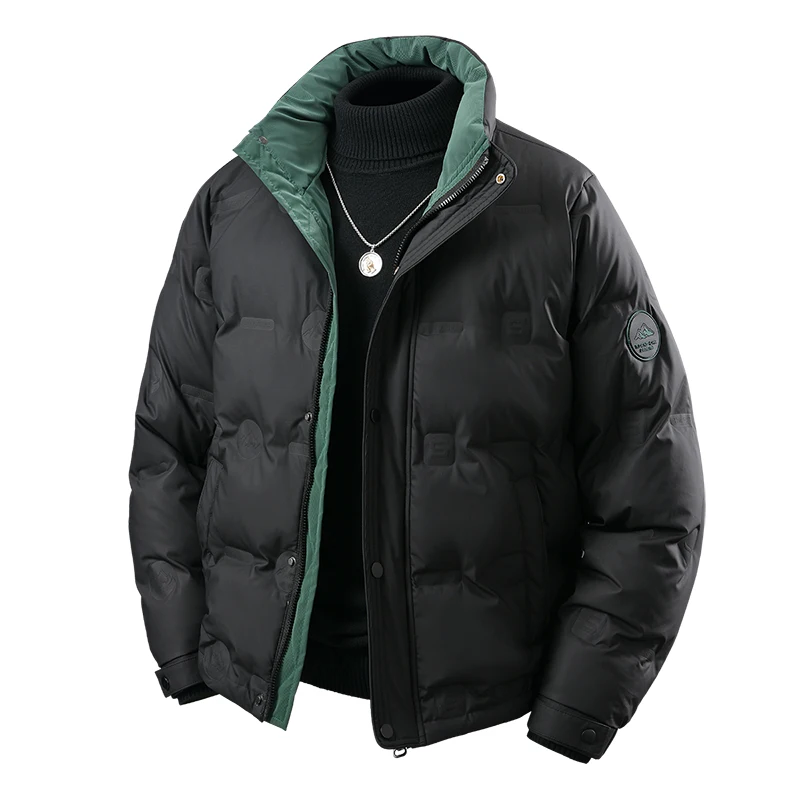 

Men's Winter Puffer Jaet Slim Fit Stand Collar Thiened Warm White Du down Casual Sle Regular Sve Long Zipper