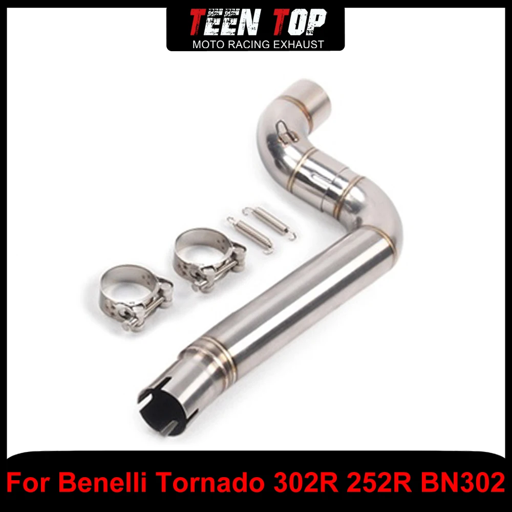 

51 мм мотоциклетная выхлопная соединительная труба для Benelli Tornado 302R 252R BN302 Decat, средняя соединительная труба из нержавеющей стали