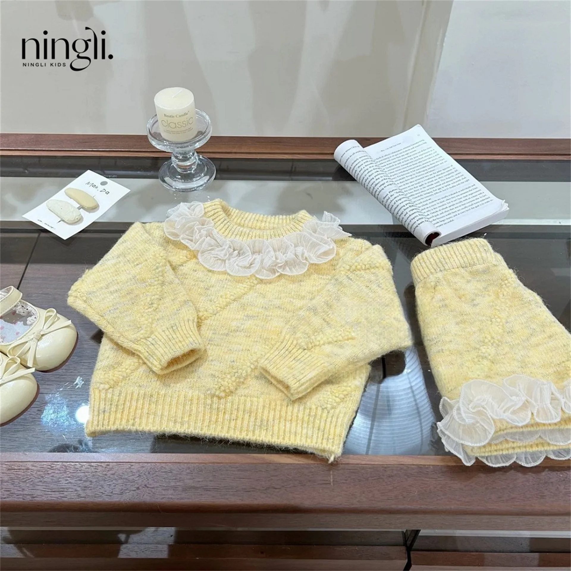 Girls' 2025 Fall/Winter New Girls' Foreign Knitted Suit Women's Treasure Two-Piece Set Fashion