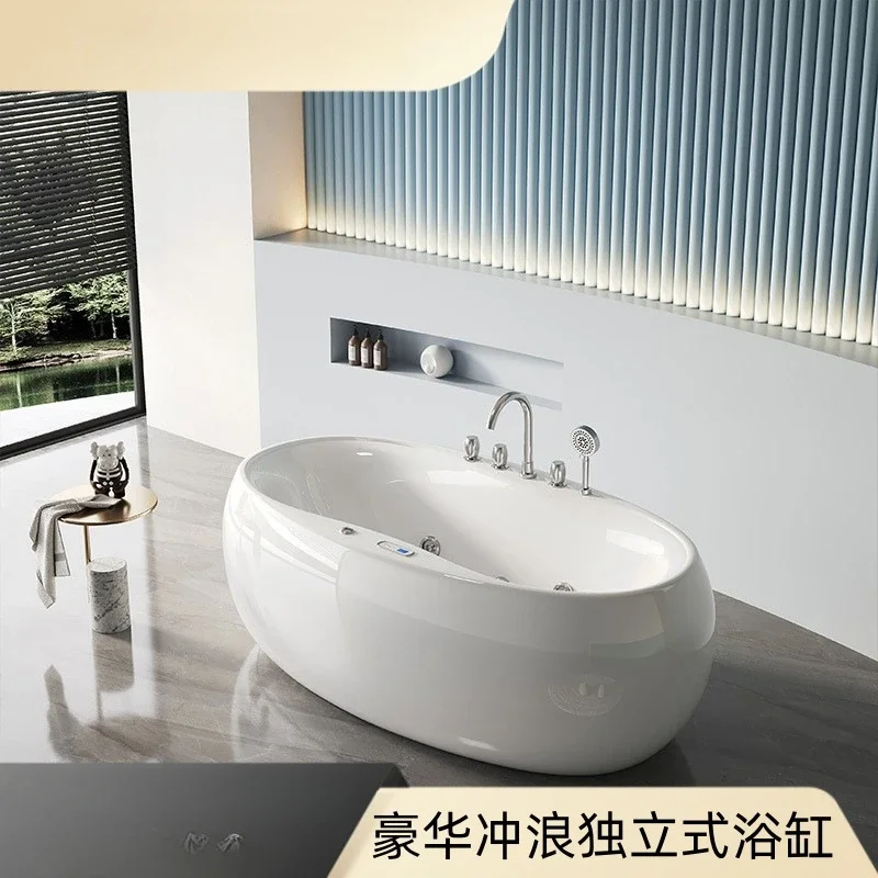 Jingying acrylic household bathtub heated surfing cylinder independent oval online celebrity bathtub luxury smart.