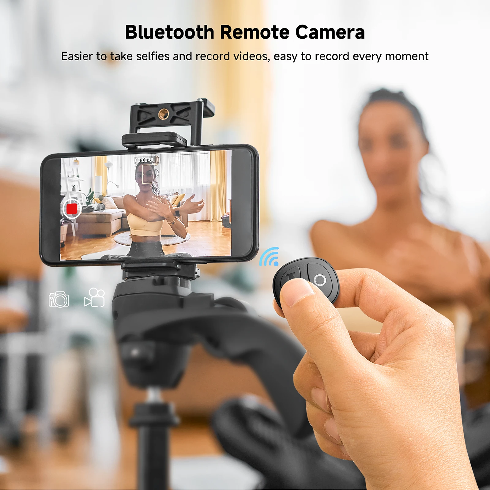 Minisopuru الهاتف التمرير عن بعد ل Tiktok حلقة التمرير بلوتوث التحكم عن بعد آيفون التمرير Selfie وحدة تحكم الفيديو