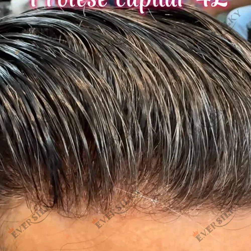 

Super Natural Hairline Dark Brown Men's Toupee 1B40 1B80 Grey Black Transparent PU Undetectable Durable Thin Micro Skin Prosthes