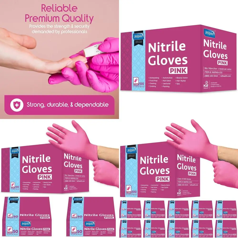 

Одноразовые нитриловые перчатки розового цвета для салонов, специалистов по уходу за волосами и ногтями, без латекса