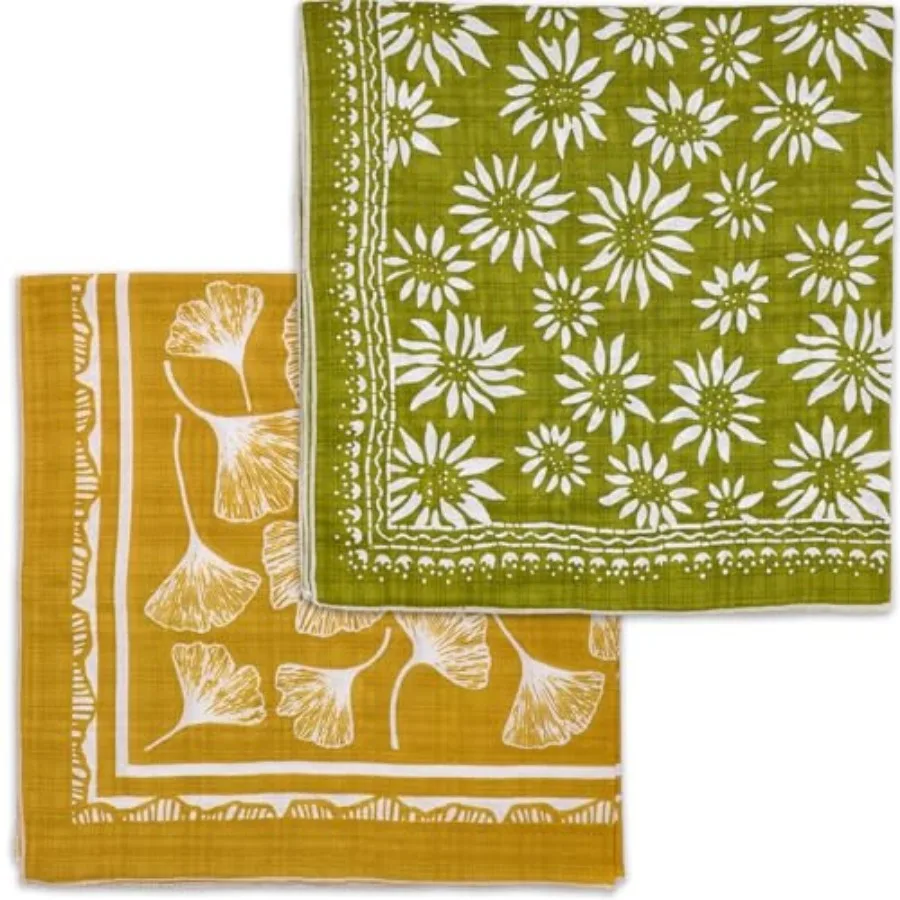 

2 Pack Soft Cotton-Blend Bandana for Women and Men, 21.6''x 21.6'' Neck Head Scarf Summer Thin Bandana Headband
