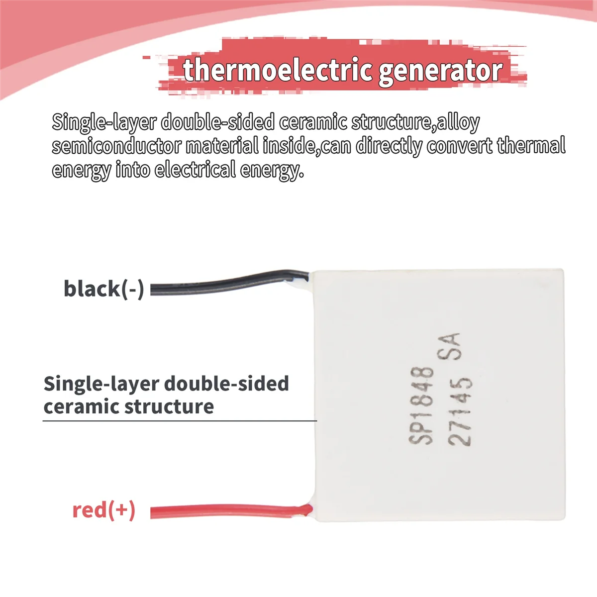 A06K Thermoelectric Peltier Module, High Temperature Thermoelectric Power Generator Peltier TEG 150Celsius,White 40X40mm