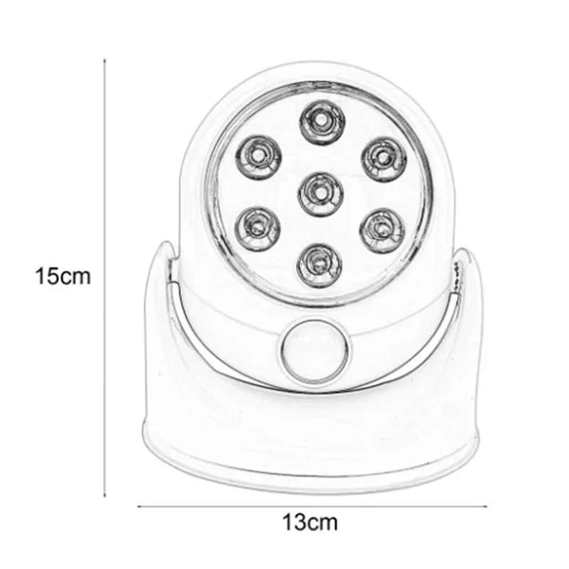 7 LED Bezprzewodowy obrót o 360 stopni Aktywowany ruchem czujnik Ultra jasna lampka nocna Automatyczna lampa na podczerwień Kinkiet