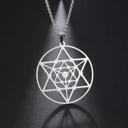 Dawapara Star Tetrahedron Pendant Merkabah Merkaba Necklace Sacred Geometry Protection Amulet Stainless Steel Jewelry