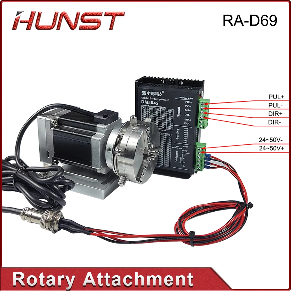 Hunst D69 CNC Router Laser Marking Machine Rotary Axis Chuck for Ring Bracelet Jewelry Engraving Auto Lock Rotary Attachment