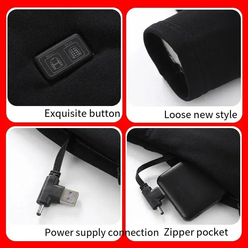 Electric Thermal Underwear Set with Plush Lining, Smart Heating Suit, 30 Zone, Winter