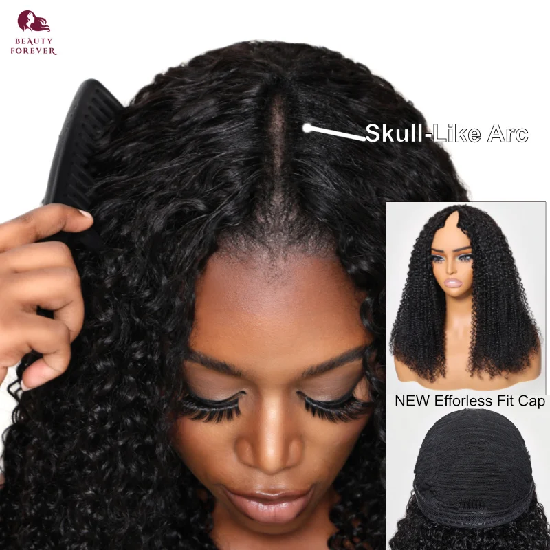 

Beauty Forever Kinky Curly EasiContour V Part Wig Beginner Friendly Protective Style V Shape Curly Human Hair Wig 180% Density