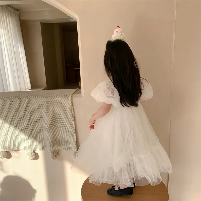 Children\'s Princess Dress Korean Girl\'s Lace  White Fairy Dress Birthday Show Dress flower girl dresses  kids clothes girls