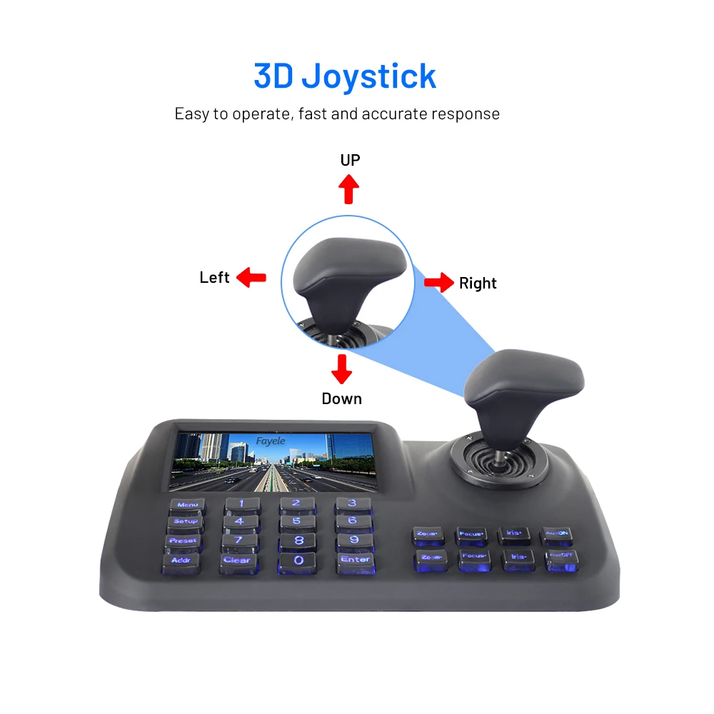 3 Axis 3D Joystick Toetsenbord Pan Tilt zoom Controller voor-onvif IP Netwerk PTZ Camera 5 "kleuren LCD-scherm CCTV Tester Tool