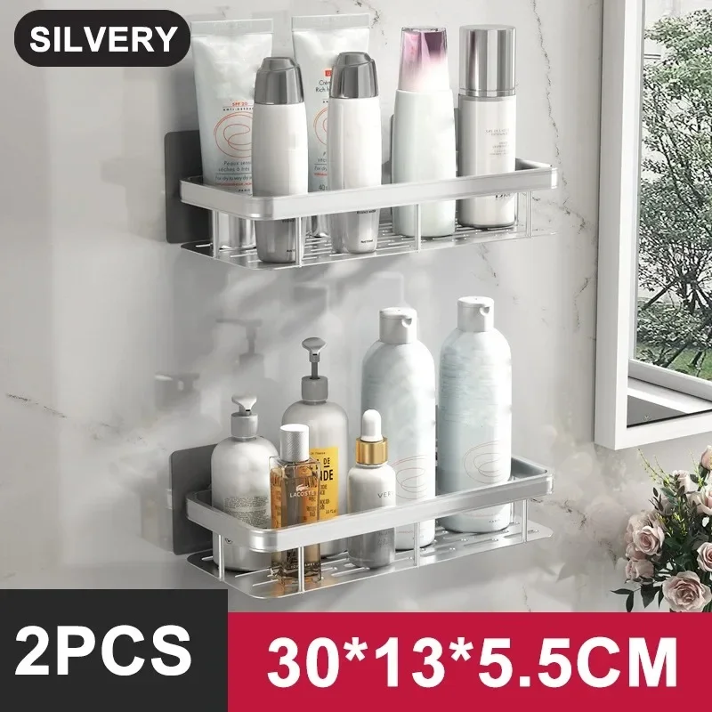 Bad Regal Küche Lagerung Veranstalter Aluminium legierung Shampoo Rack Dusch regal Bad zubehör kein Bohr regal